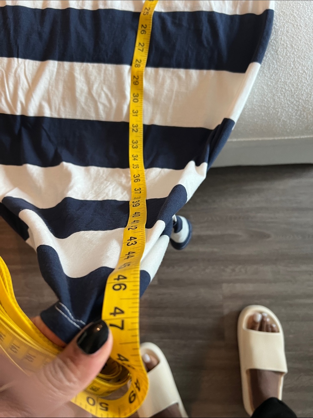 J. Crew Navy and White Striped Short Sleeve Midi Dress - Picture 11 of 11